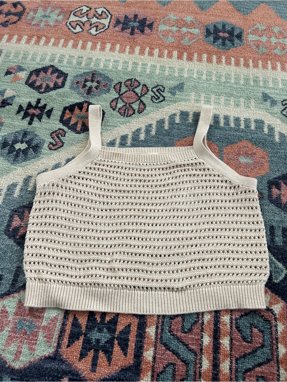 Universal Thread Cream Crochet Open-Knit Top